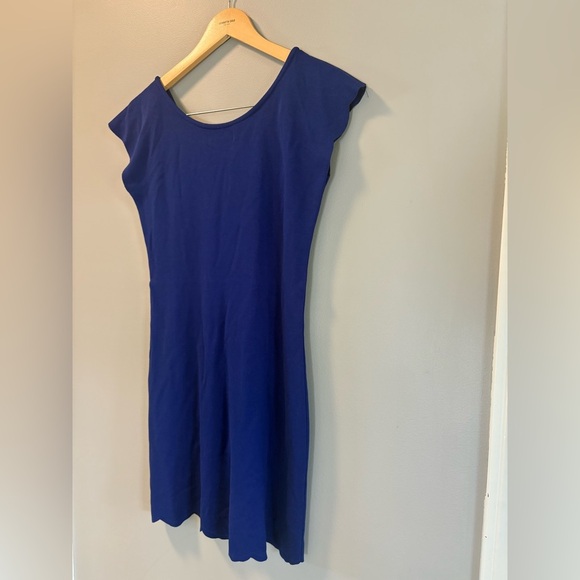 Fitted Blue Cap Sleeve Mini Dress size L - Picture 4 of 9